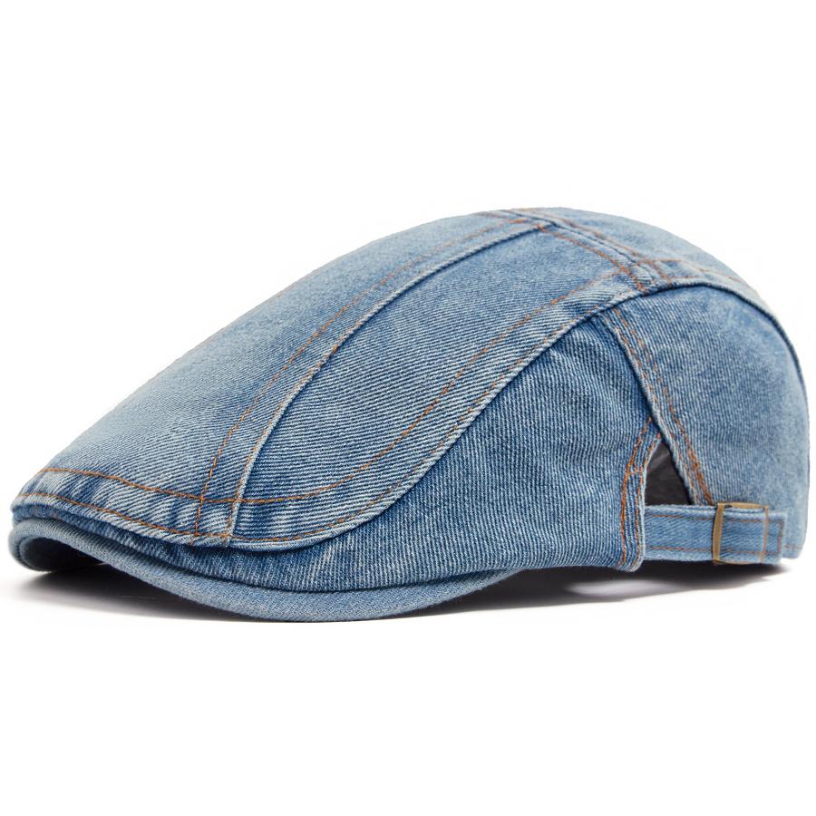 

Women s Beret Fashion Denim Vintage Newsboy Cap For Men Summer Solid Washed Flat Caps Casual Female Visor Hat Unisex Adjustable