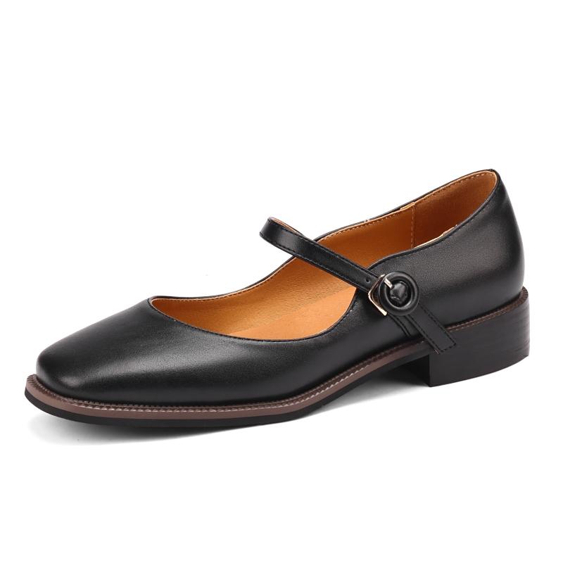 Casual Women's Low Heels Mary Jane Shoes Fashion Comfortable Straps Black Brown Walking Party Loafers Shoes Ladies 2024 Spring