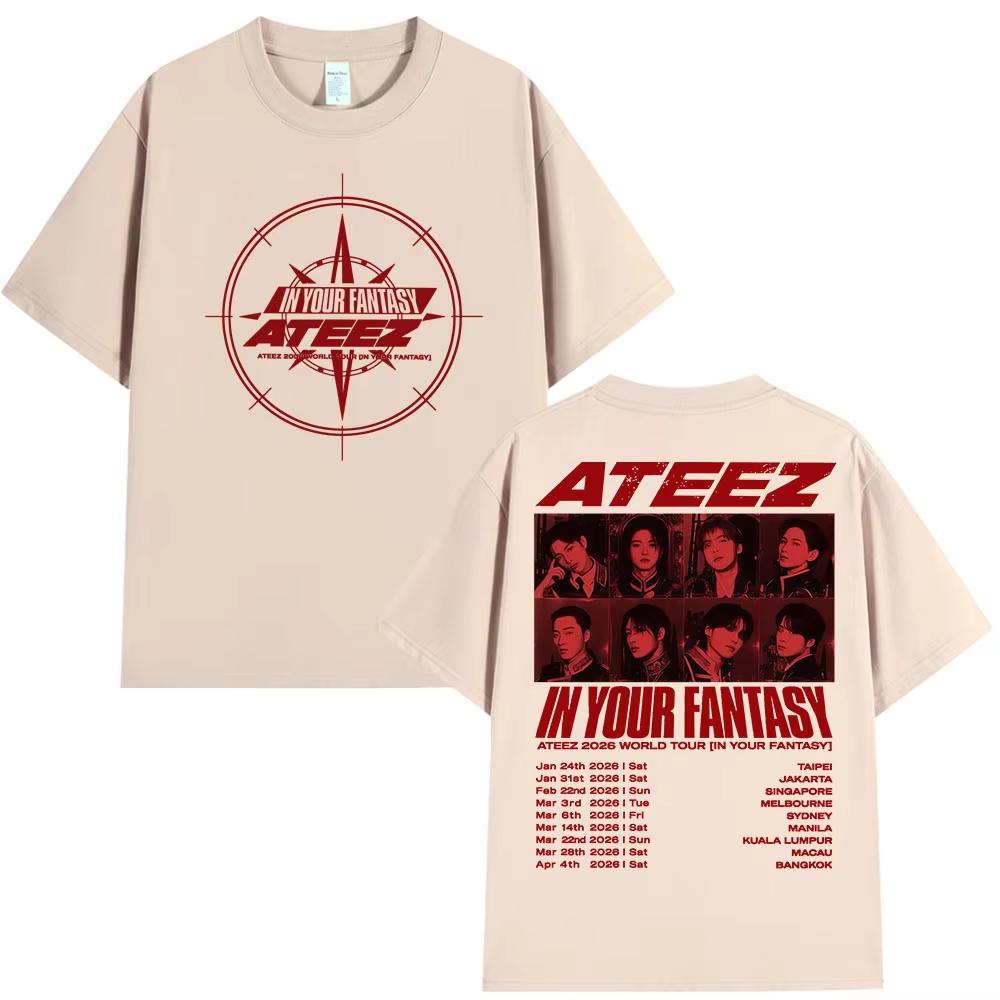 2026 Hot Sale  Ateez 2026 World Tour in Your Fantasy T-shirt Men Women Clothing Casual Cotton Oversized Short Sleeve