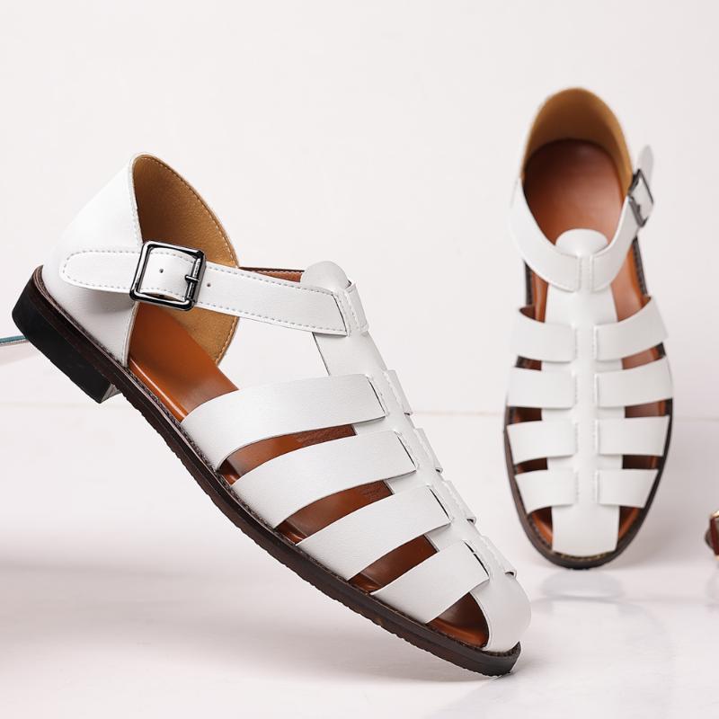 Summer New Men's Hollow Out Sandals Baotou Men's Casual Shoes Beach Shoes Outdoor Men's Flat Shoes Men's Camping Sandals