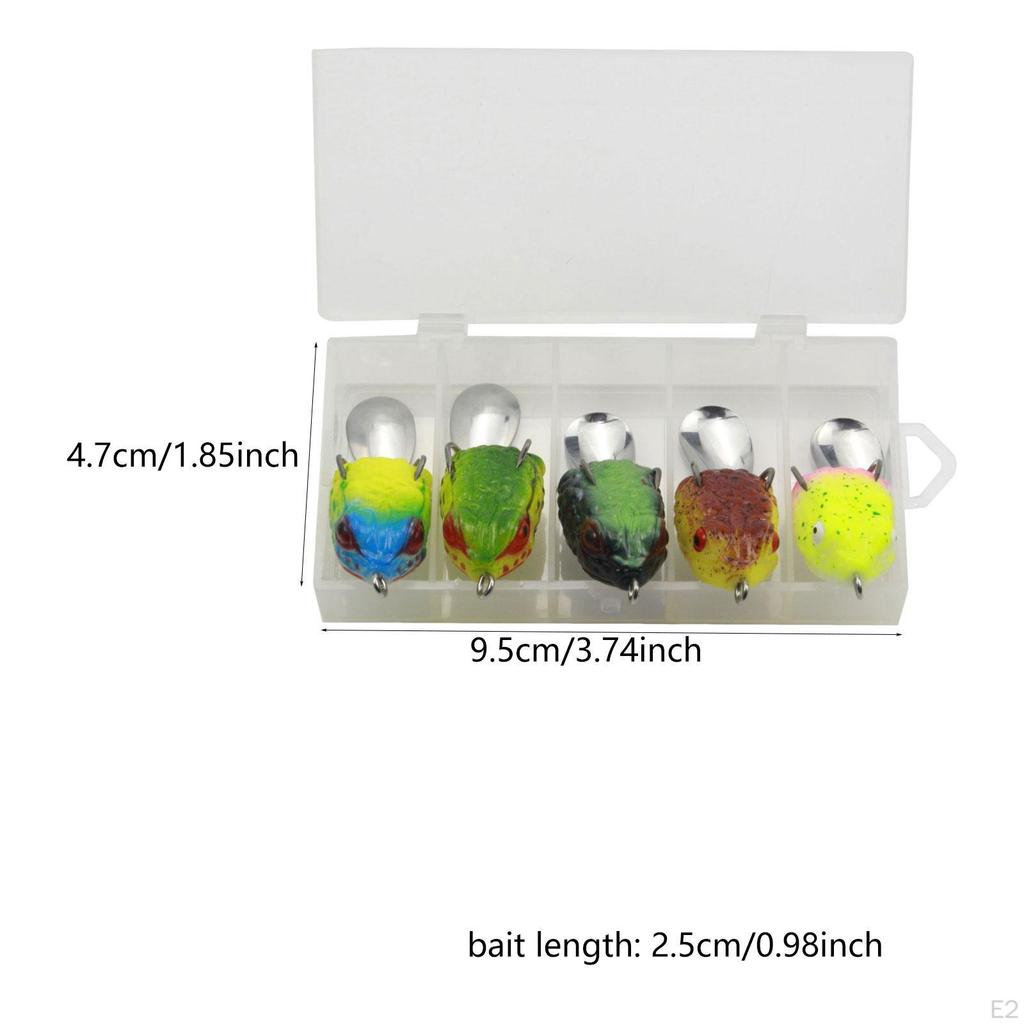 5Pcs Frog Ing Lures Lure Box Realistic Tackle Kit for Bluegill Crappie Cat