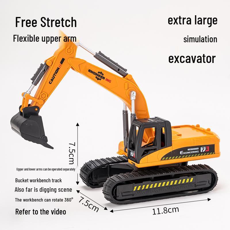 Construction Vehicle Cake Toppers: Excavator, Bulldozer, Roadblock Inserts, Figurines for Boys' Birthday