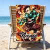 1pc Demon Slayer1 Beach Towel with Custom Name, Beach/Swimming/Bath/Picnic/Camping Towel, Suitable for Seaside Beaches