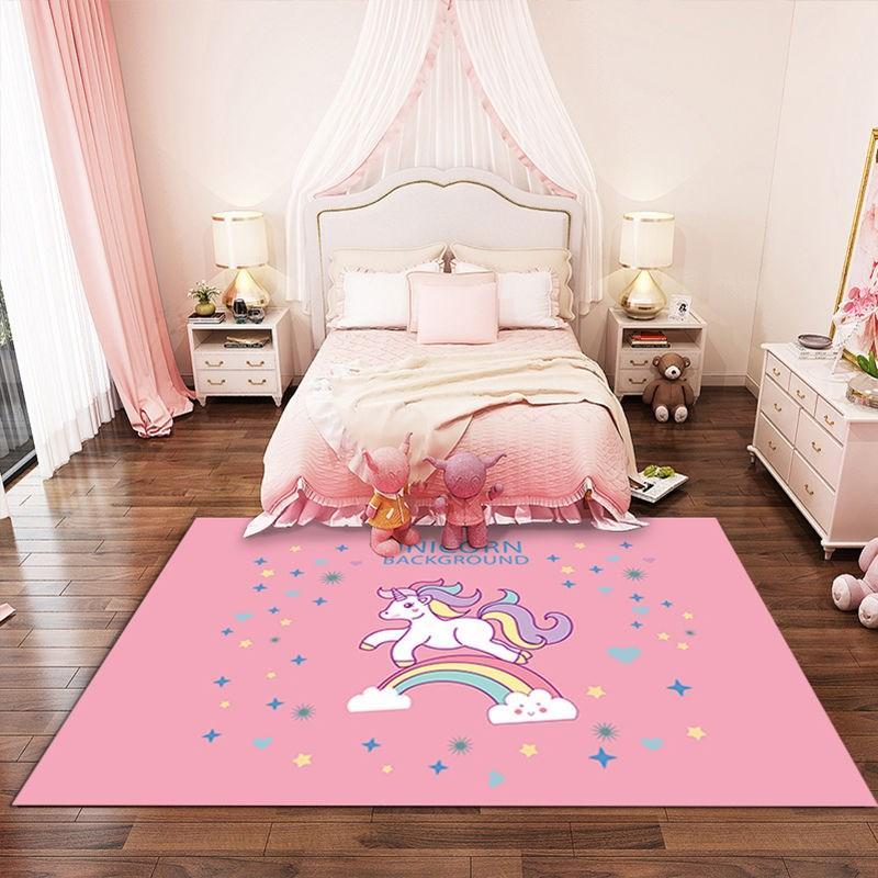 Pink Cartoon Unicorn Pattern Carpet Girl Bedroom Mat Home Decor Living Room Carpet Bathroom Kitchen Balcony Anti-slip Floor Mat
