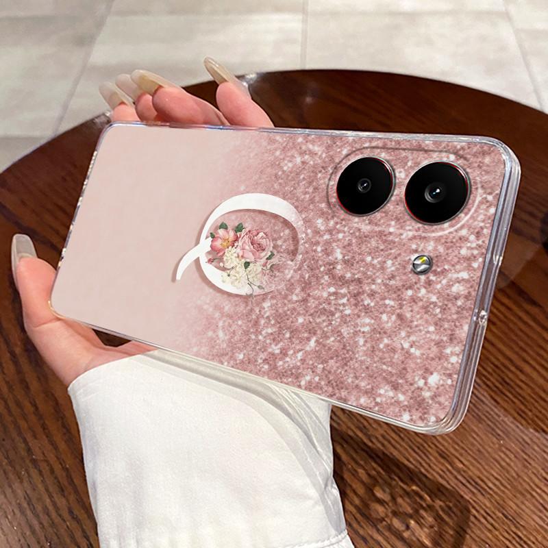 Couple Phone Case For Xiaomi Redmi Turbo 5 /Xiaomi Poco X8 Pro 5G Lucky Letter Flower Pattern Clear TPU Anti-scratch Soft Casing