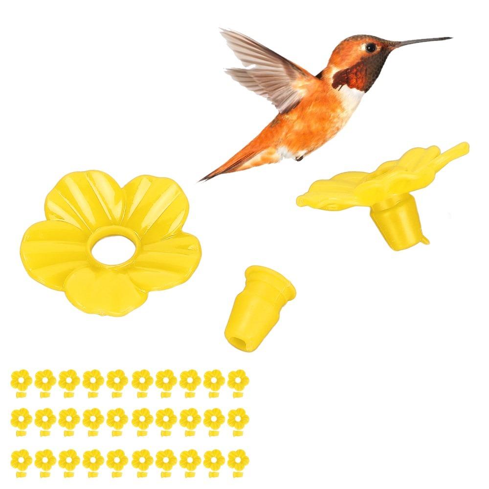 30 Sets Plastic Hummingbird Feeder Flowers Replaceable Hummingbird Feeder Parts Outdoor