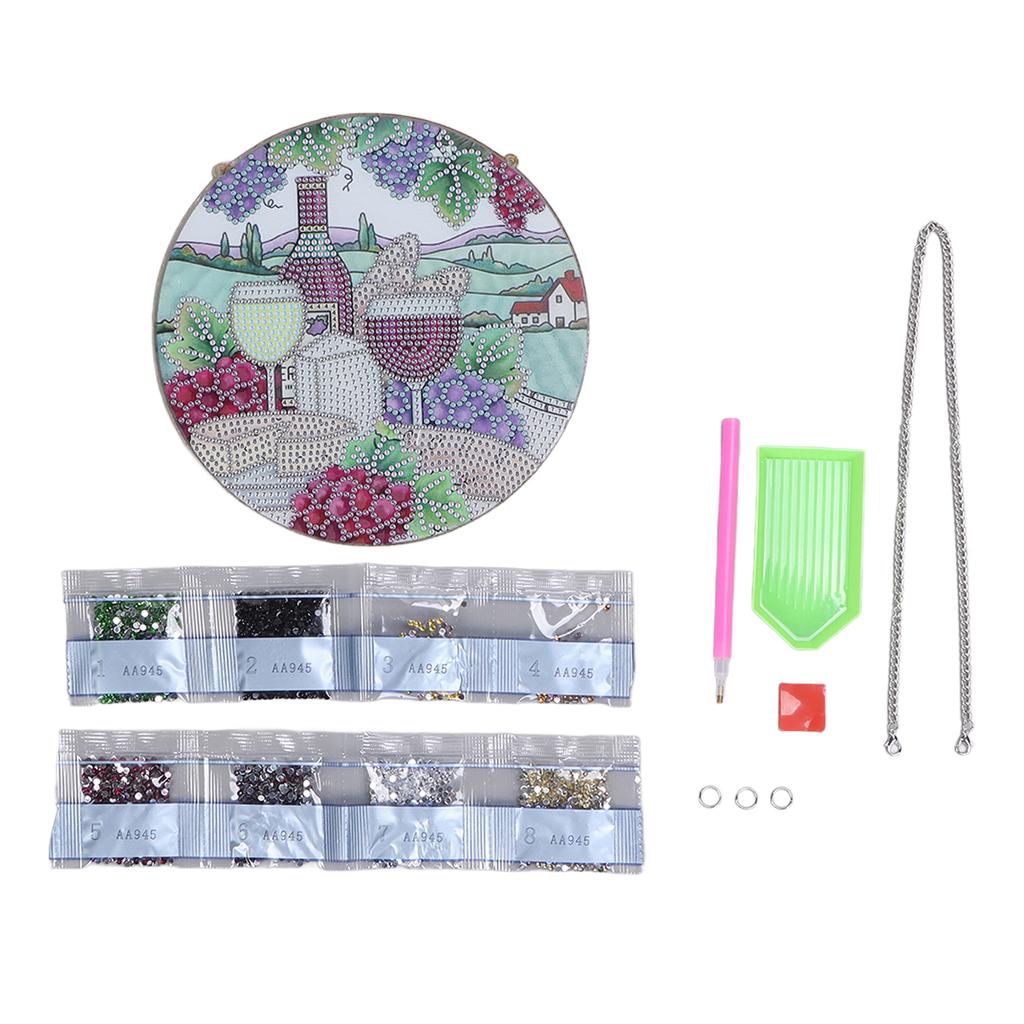 Rhinestone Painting Ornament Outdoor Picnic Wine Pattern Vivid Waterproof DIY 5D Rhinestone