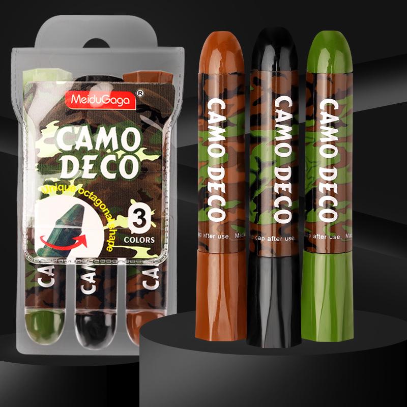 3-Piece Tactical Camouflage Oil Paint Stick Set for Military and Outdoor Use