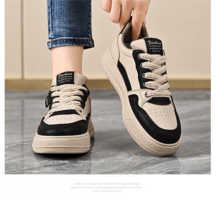 Autumn 2025 Women's Korean-Style White Sneakers, Height-Boosting Thick-Soled Casual Shoes, H6519