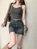 Summer Retro Blue Short Denim Skirt Women High Waist Fashion A-line Mini Skirts Female Slim Pockets Y2k Streetwear Jeans Skirt