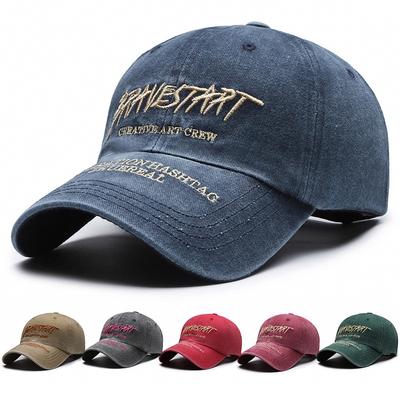 Washed Distressed Baseball Cap Embroidered Alphabet Cap For Men Women