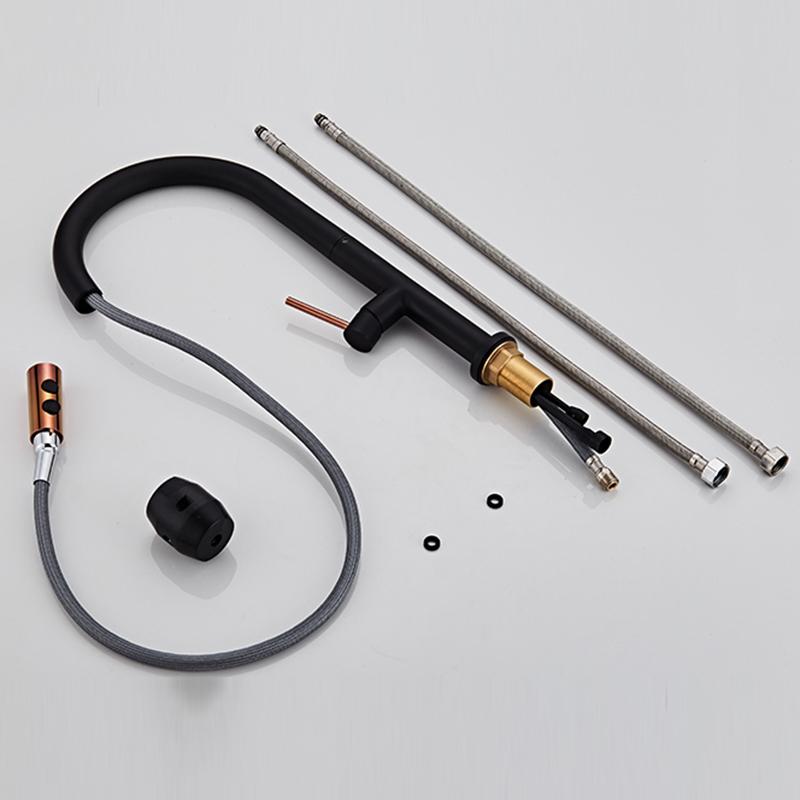 Black Kitchen Faucet Single Hole Pull Out Spout Kitchen Sink Mixer Tap Stream Sprayer Head Chrome/Black Mixer Tap