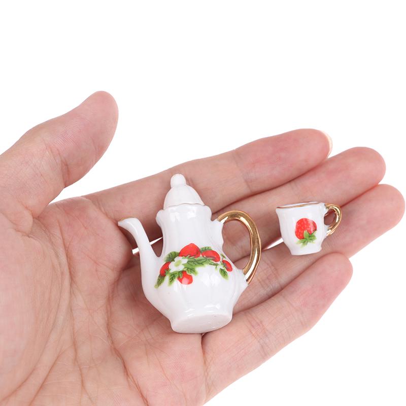 8Pcs/Set 1:12 Dollhouse Miniature Dining Ware Porcelain Tea Dish Cup Plate
