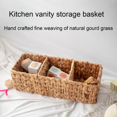 Wicker Basket Woven Divided Basket Eco-friendly No Odor Compact Multipurpose Desk