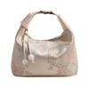 Women Soft Nylon Crossbody Bag with Pearl Pendant Casual Sling Bag Adjustable Strap Stylish Handbag Travel Shopping Work Bag