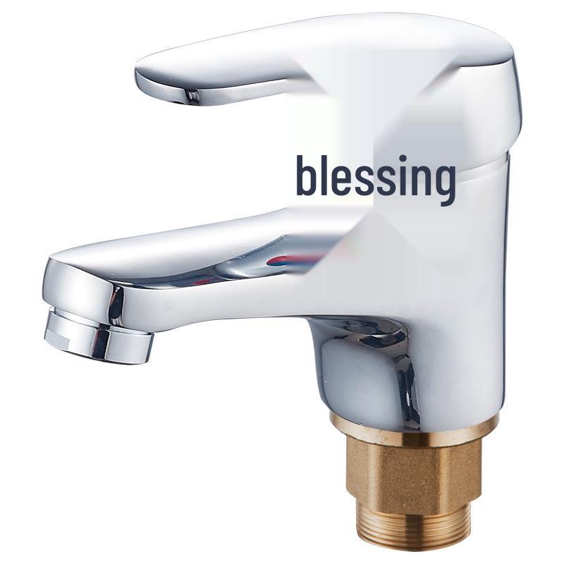 All-Copper Single Hole Hot and Cold Bathroom Countertop Basin Faucet