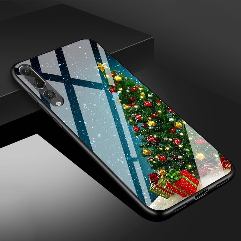 Merry Christmas Tempered Glass Phone Case For Huawei P20 P30 P40 P40 Lite Pro Psmart Mate 20 30 Cover Shell
