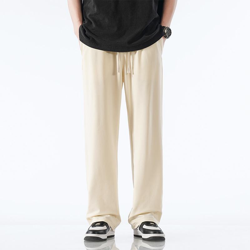 

Летние спортивные брюки мужские легкие тонкие дышащие прямые спортивные брюки на шнурке однотонные спортивные свободные домашние брюки XS бежевый