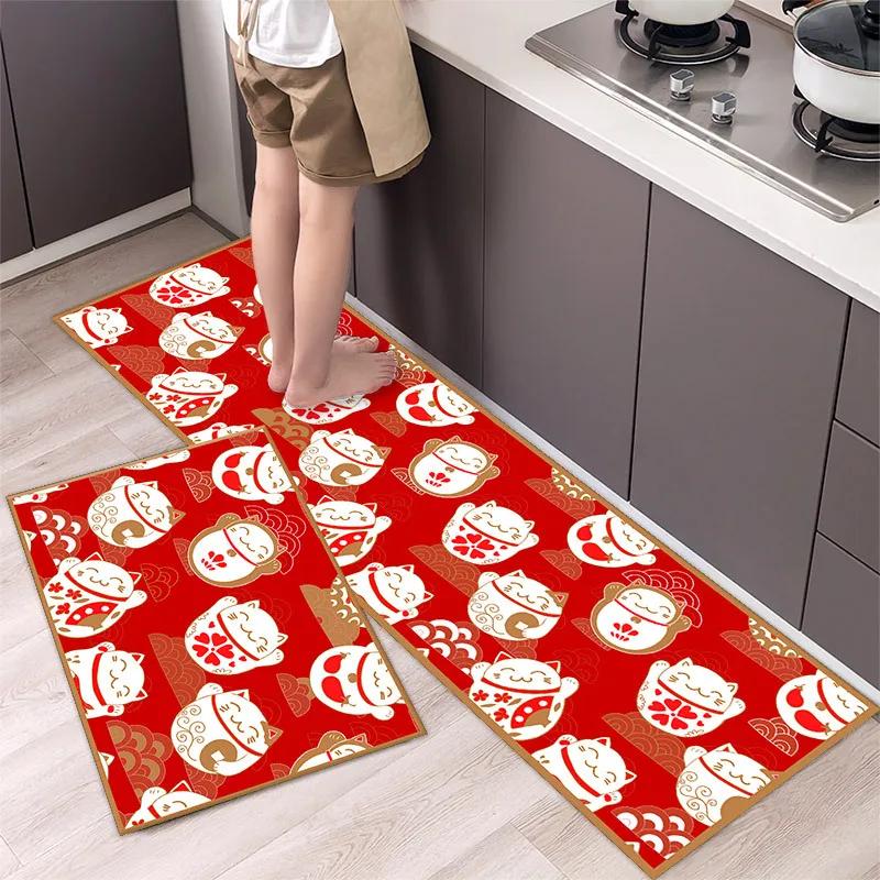 Simple Flower Kitchen Mat Bedroom Bedside Mat Entrance Door Mats Kitchen Mats for Floor Absorbant Waterproof Bathroom Carpet