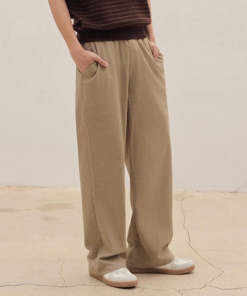 AGOD Wide Elastic Waist Slacks [Beige]