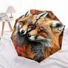 1 Stück Automatischer Faltregenschirm - Herbstfuchs-Muster, Tragbares & Faltbares Design mit 8 Speichen, Weihnachts-Geburtstagsgeschenke