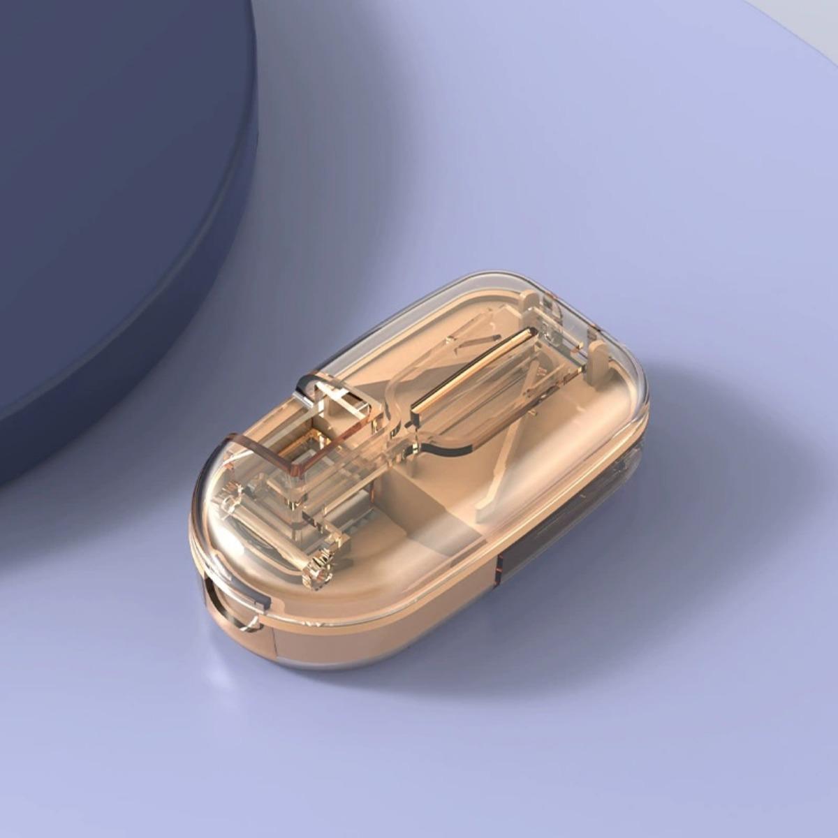 

Резак и разделитель таблеток с дозатором, для ежедневного использования, безопасное нарезание таблеток, витаминов, таблеток, точное и простое нарезание, дорожный размер, без BPA коричневый