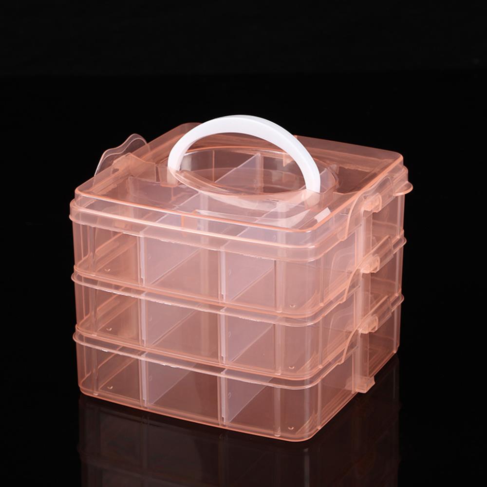 Portable Transparent Storage Box 3 Tier Jewelry Toy Display Box Adjustable Stackable Compartment Slot Plastic Organizer Box