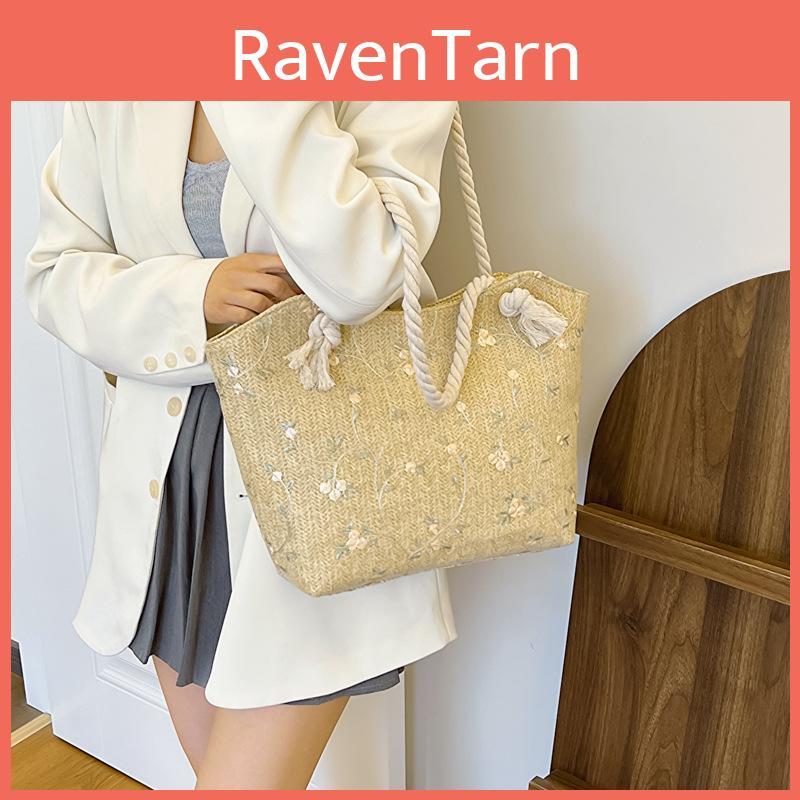 Summer Large Capacity Woven Handbag With Magnetic Closure For Daily Outfits