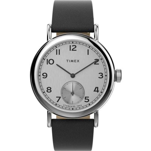 Timex Men's Standard Sub-Second 40mm Watch, Black/Silver Tone, One Size