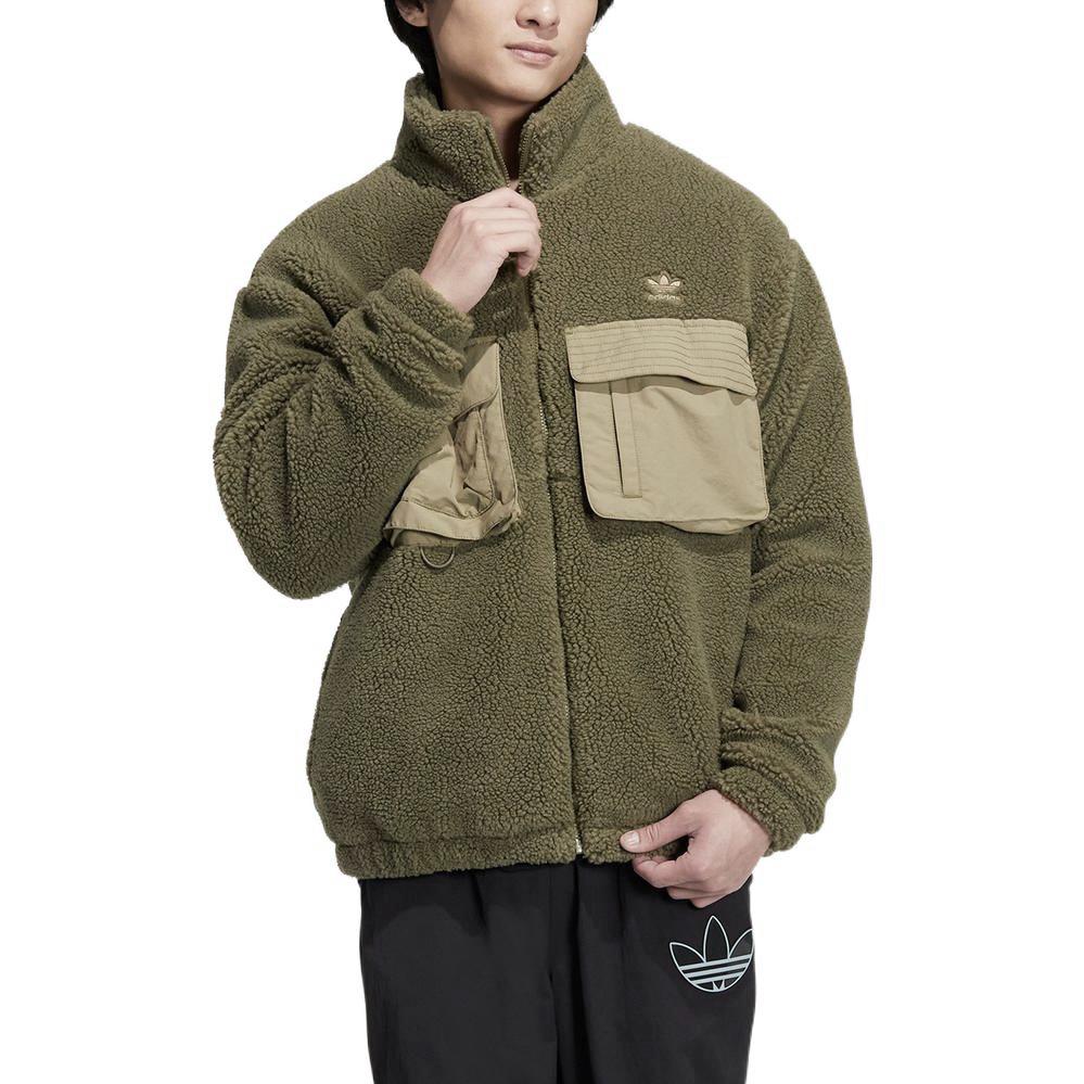 adidas Pánska bunda Originals Trefoil Jednofarebné Logo Výšivka Stojací Golier na Zips Vrchné Oblečenie Zelená IC8163