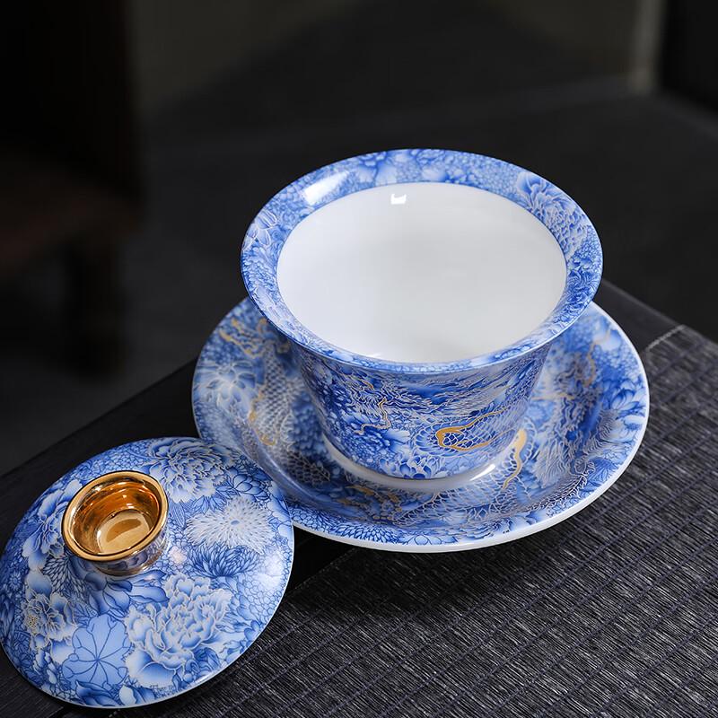 Simei Hall White Porcelain Dragon Gaiwan Tea Bowl