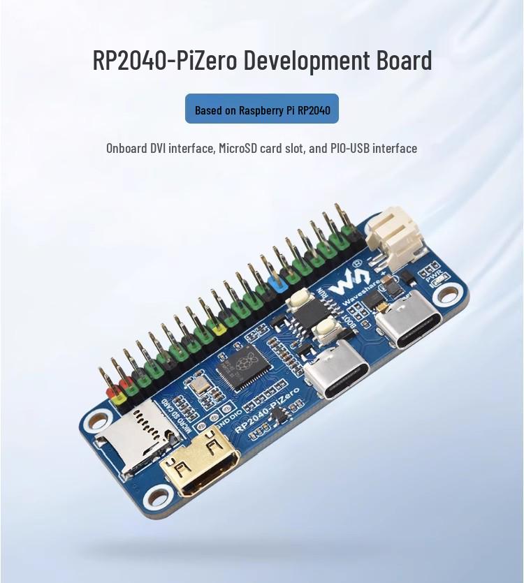 RP2040-Pi Zero Entwicklungsplatine: Dual-Core, Raspberry Pi GPIO-kompatibel, Programmierbarer Temperatursensor
