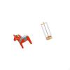 Dalecarlian Horse Figurine Sculpture Ornament for Home Decor And Transparent Straw Organizer Holder