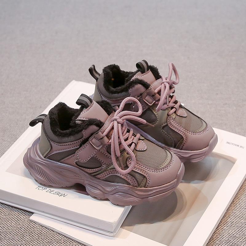 

Girls sports shoes lace up winter velvet 2025 breathable casual shoes children s running shoes soft sole medium and versatile for older children 26 yards inner length 16.3CM