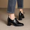 Women's 2025 Retro Square Toe Lace-Up Leather High Heels - 6cm British Style