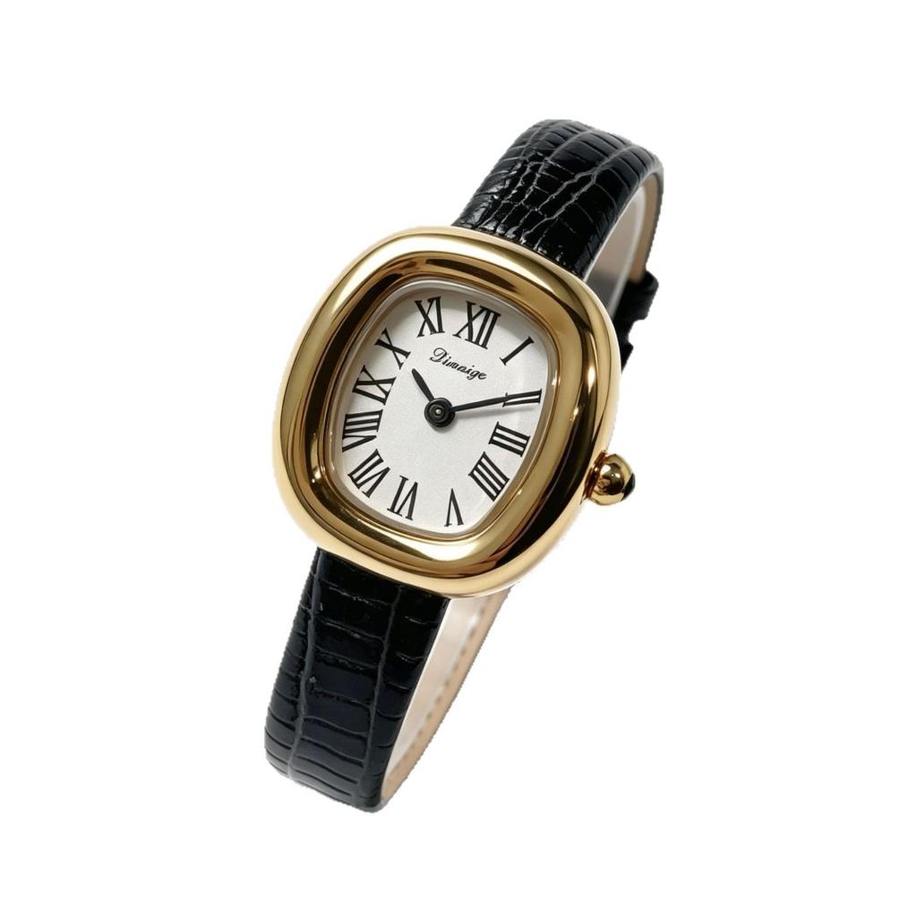 Timena Ladies Retro Oval Quartz Watch - Roman Numerals, Light Luxury, Versatile Fashion, Stainless Steel