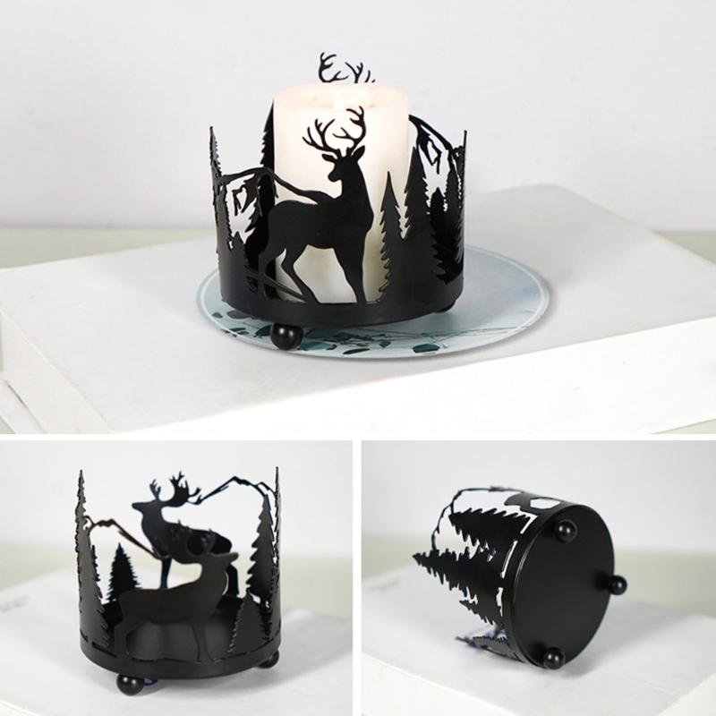 Metalowy świecznik z motywem leśnym Unikalny design Świecznik w kształcie zwierzęcia Stwórz ciepłą, przyjazną atmosferę Świecznik