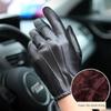 Autumn and Winter Leather Gloves for Men, Thin Style, Touchscreen-Compatible, for Driving, Cycling, and Motorcycling, Pu Leather with Fleece Lining