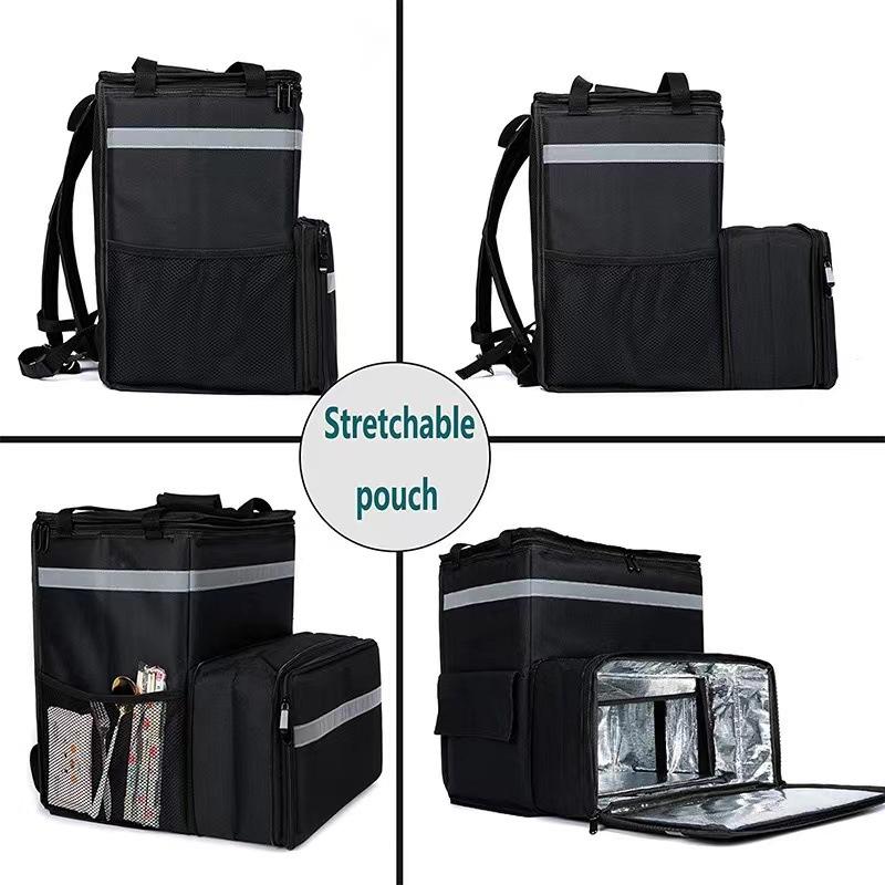Large Capacity Insulated Backpack for Food Delivery, Oxford Fabric Pizza Bag with Cooler, Rider Shoulder Bag for Takeaway