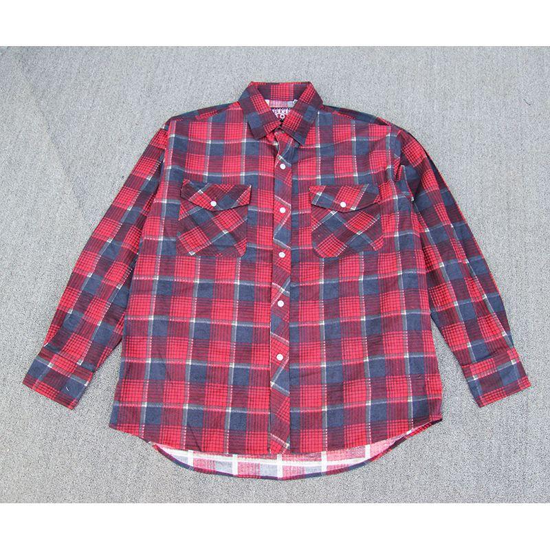 

Fashion Foreign Trade Oversize Artistic Casual Long-Sleeved Shirt Dark red Gingham M (European code)