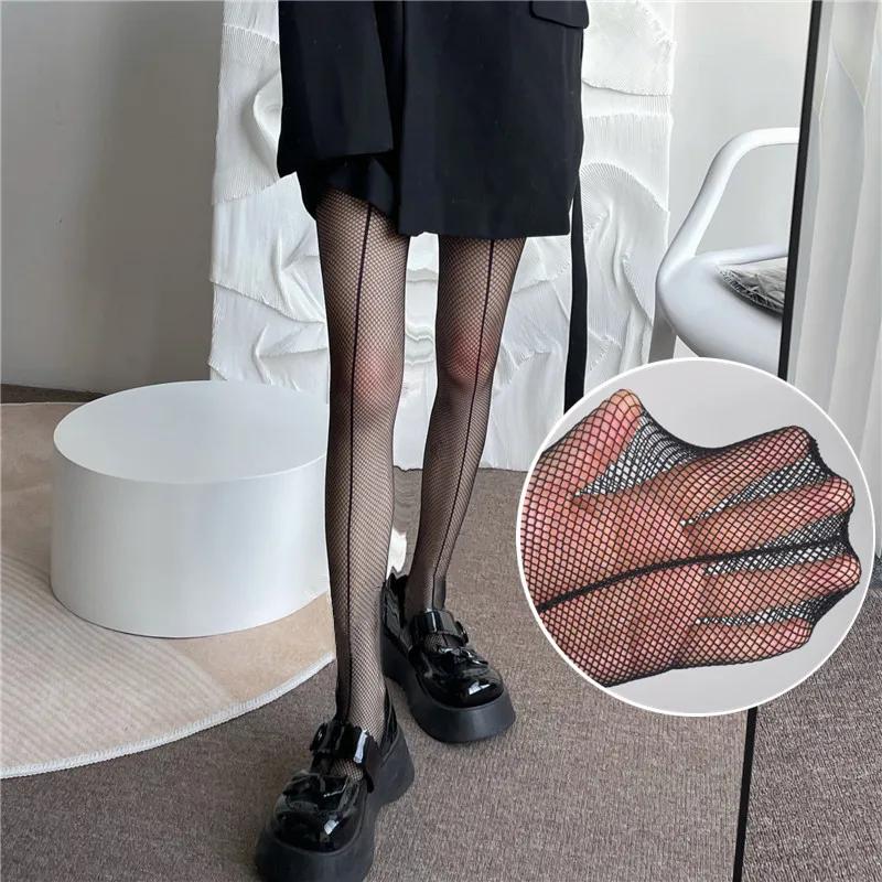 Japanese Style Sexy Black Tights Lolita Girls Bowknot Mesh Fishnet Pantyhose Thigh High Stockings Lingerie Nightclub Tights