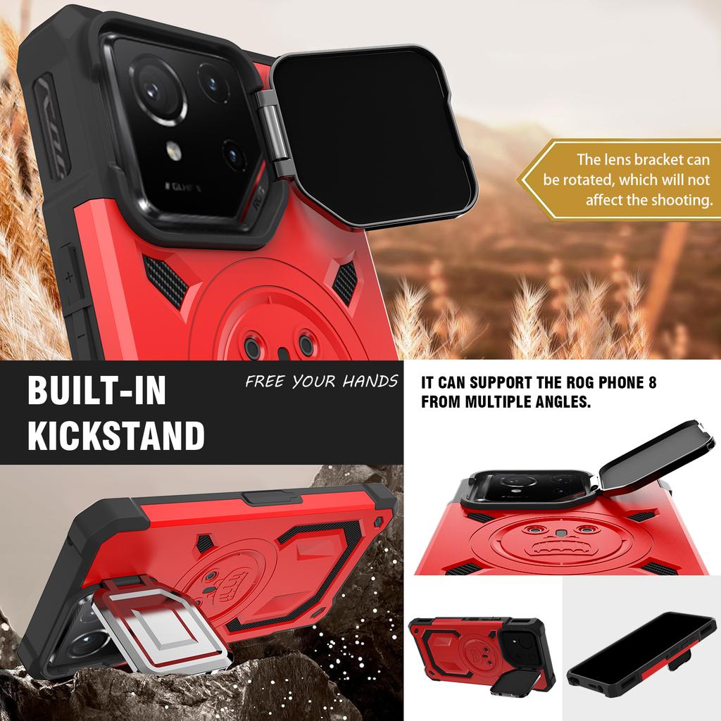 Custodia per Telefono per ASUS ROG Phone 8/9/8 Pro, Cover Resistente agli Urti Heavy Duty in TPU+PC con Protezione Fotocamera Resistente agli Urti Heavy Duty in TPU+PC