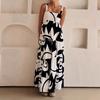 2026 Cross-border European and American Women's Clothing Summer Amazon Vacation Style Graffiti Printing Splicing Suspender Pendulum Dress Women