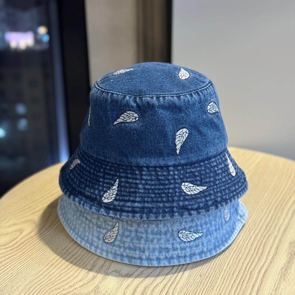 Spring and summer new embroidered denim fisherman hat for women, washed vintage style2026Versatile outdoor sun protection bucket hat trendy