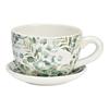 Pot de fleurs - EDEN - En forme de tasse - Décor eucalyptus - Céramique - 15 x 20 cm