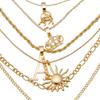 European Exaggerated Metal Clavicle Necklace, Egyptian Pharaoh Pyramid Sun Multi-layer Pendant Necklace