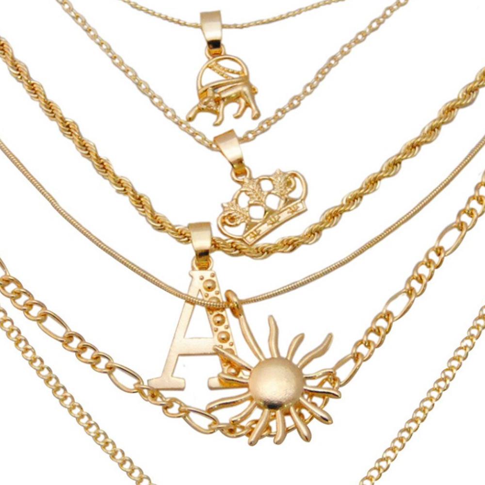 European Exaggerated Metal Clavicle Necklace, Egyptian Pharaoh Pyramid Sun Multi-layer Pendant Necklace