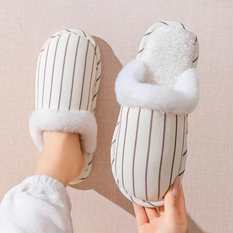 Cotton Slippers for Home Use Spring and Autumn Indoor Warm and Non-slip Cixi Couple Plush