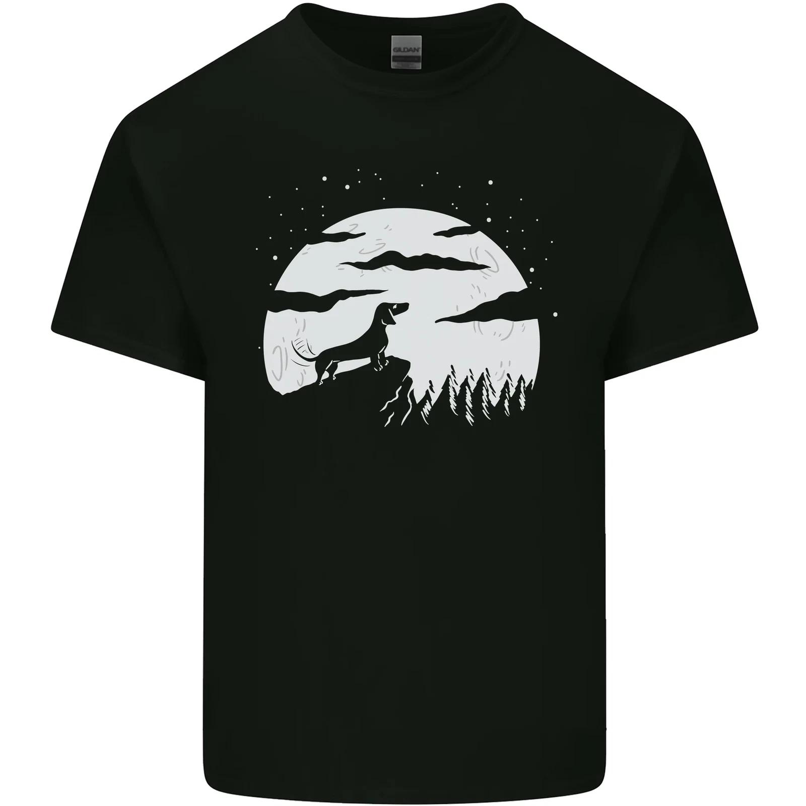 Dachshund Moon Silhouette Dog Kids T-Shirt Childrens L