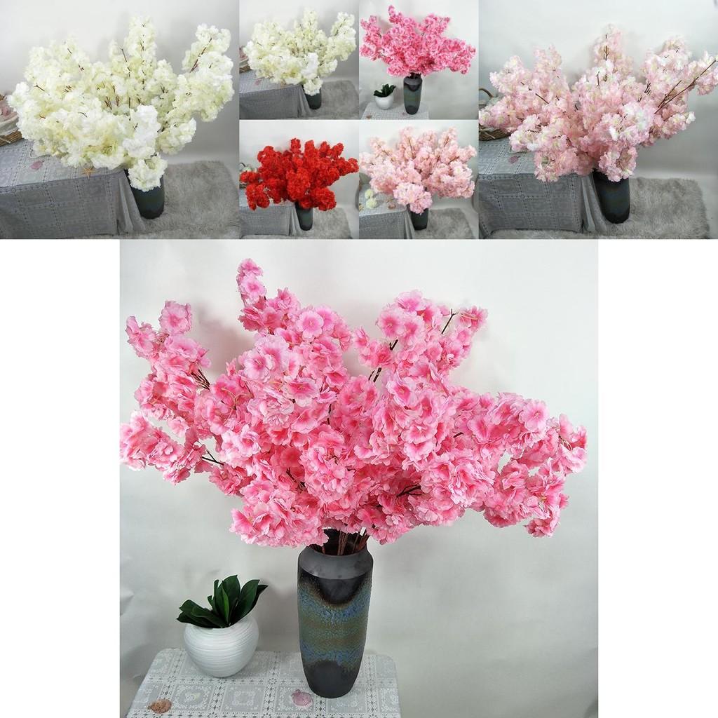 Lifelike Artificial Cherry Blossom Stems Floral Arrangement Event Decor Photography Props